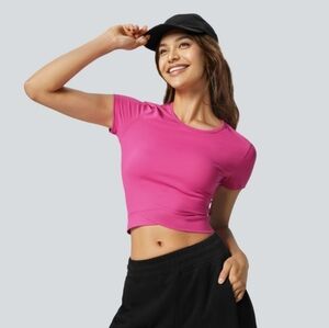 Halara SoftlyZero Plush Crossover Hem Cropped Yoga Top Sz XL NWOT